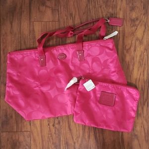 Coach pink weekender bag